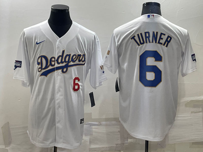 Men's Los Angeles Dodgers Trea Turner #6 White Jersey
